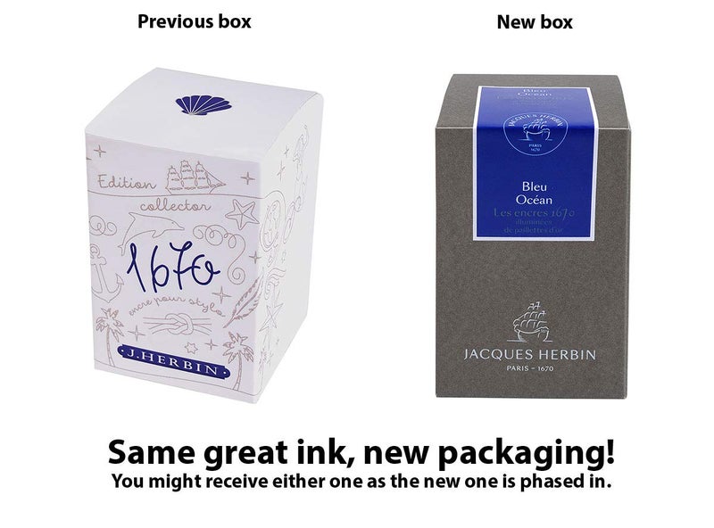 HERBIN J. Herbin 1670 Anniversary Inks - Gold Sheen 50 ml Bottled - Blue Ocean (Deep Blue Ink) - Image 5